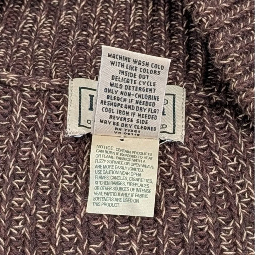 LL Bean Full Zip‎ Cardigan Sweater Mens Large Brown Chunky Knit Gorp GrandpaCore